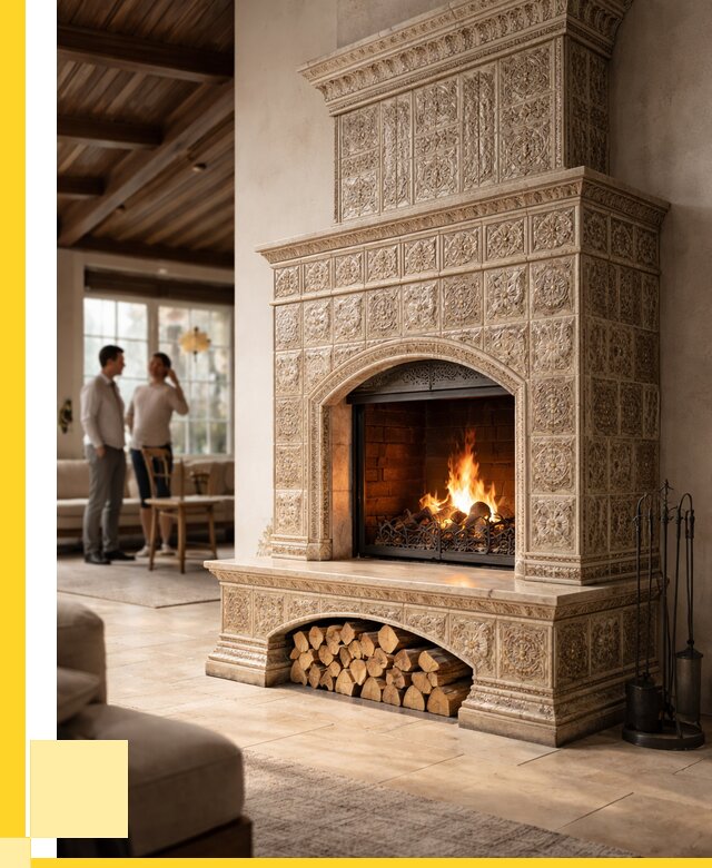 Купить изразцовый камин в Воркуте от 257025 р. | ЭриданВрк