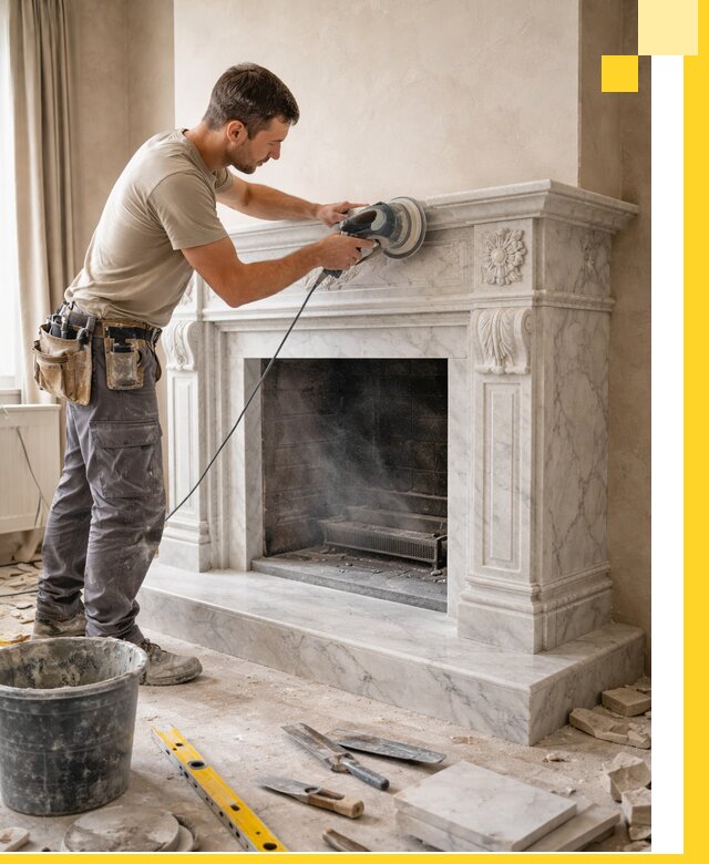 Изготовление и установка мраморных каминов в Воркуте под ключ