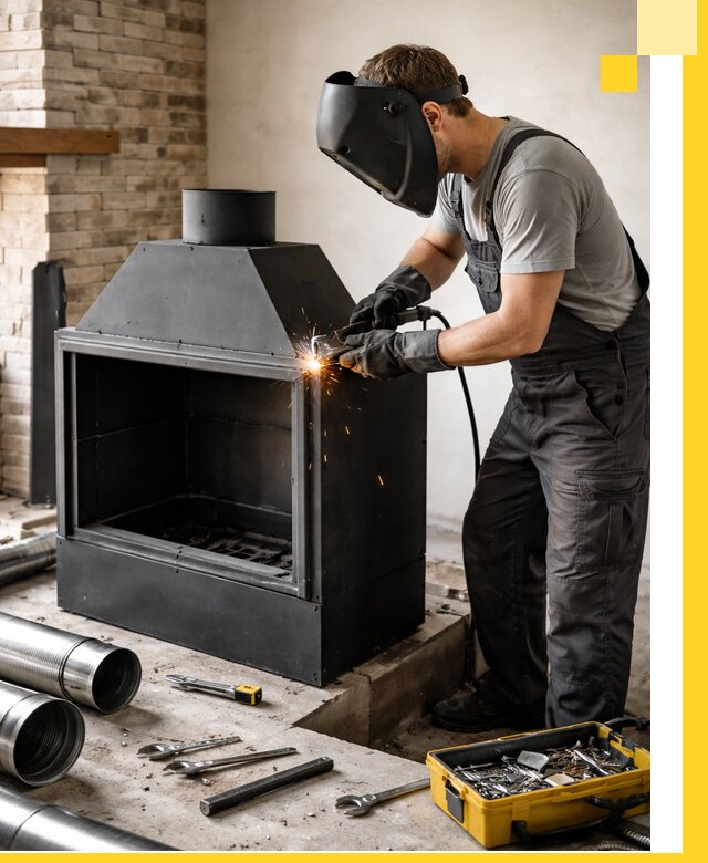 Продажа и установка металлических каминов в Воркуте под ключ