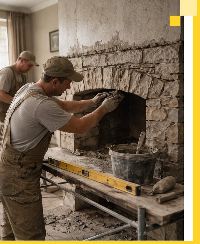 Изготовление каминов под ключ в Воркуте, монтаж и отделка