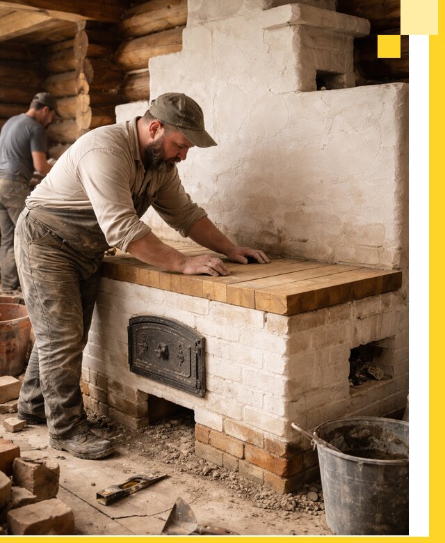 Проектирование и установка русской печи с лежанкой в Воркуте