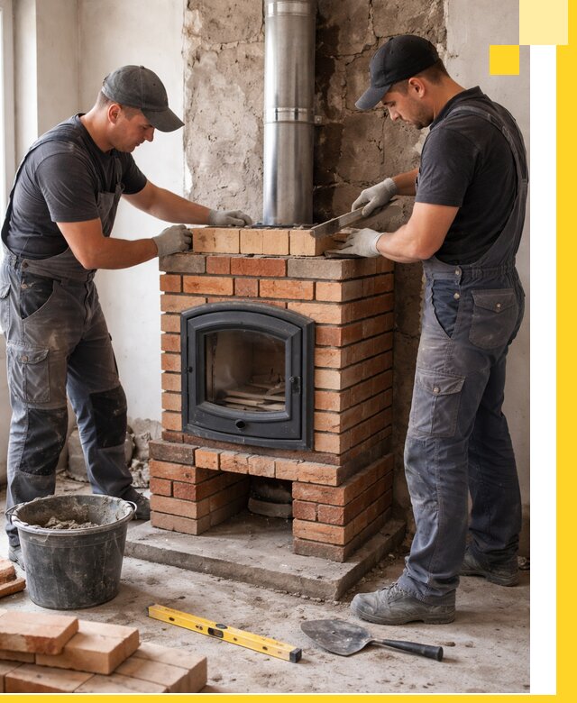 Монтаж печи камина под ключ в Воркуте с гарантией и пусконаладкой