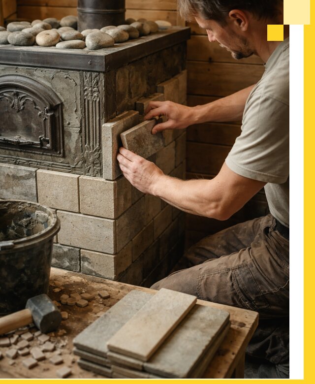 Облицовка банных печей в Воркуте профессиональная отделка