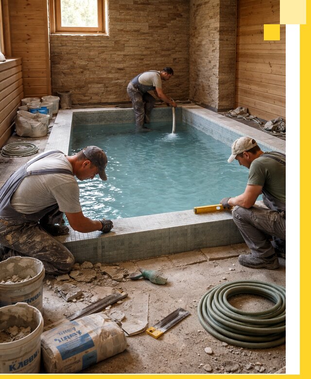 Проектирование и строительство бассейнов для бани в Воркуте