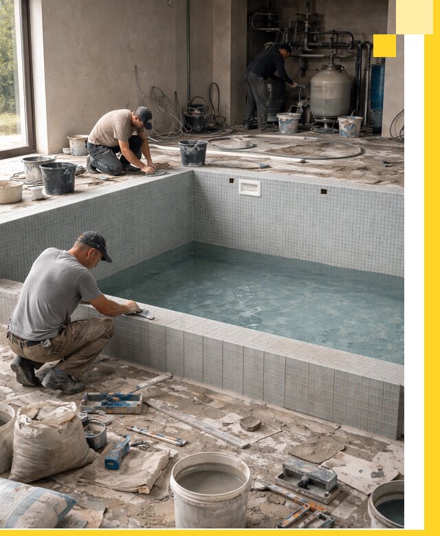 Строительство и монтаж бассейнов в помещении в Воркуте