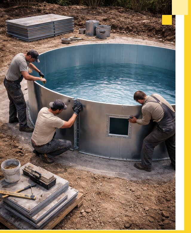 Круглые бассейны под ключ в Воркуте проектирование и монтаж