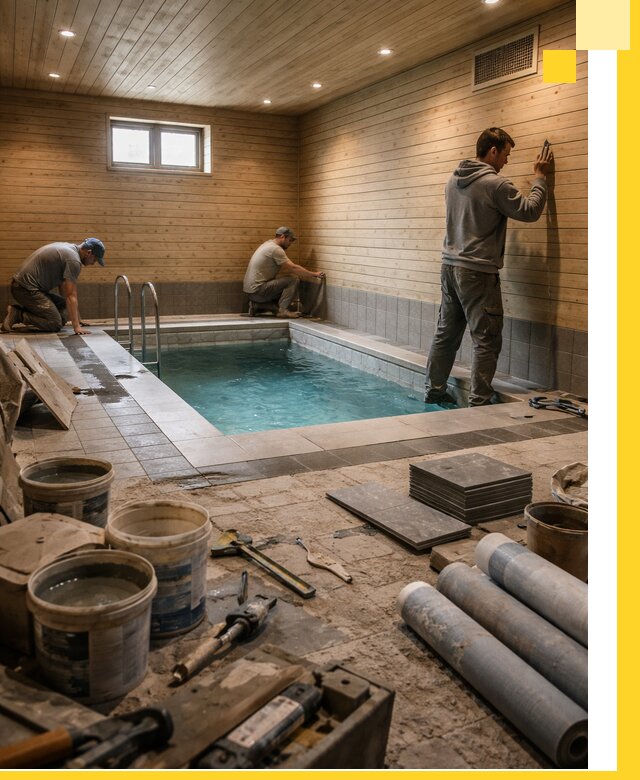 Строительство бани с бассейном и сауной под ключ в Воркуте