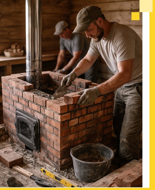 Кирпичные печи для бани под ключ в Воркуте, проект и монтаж