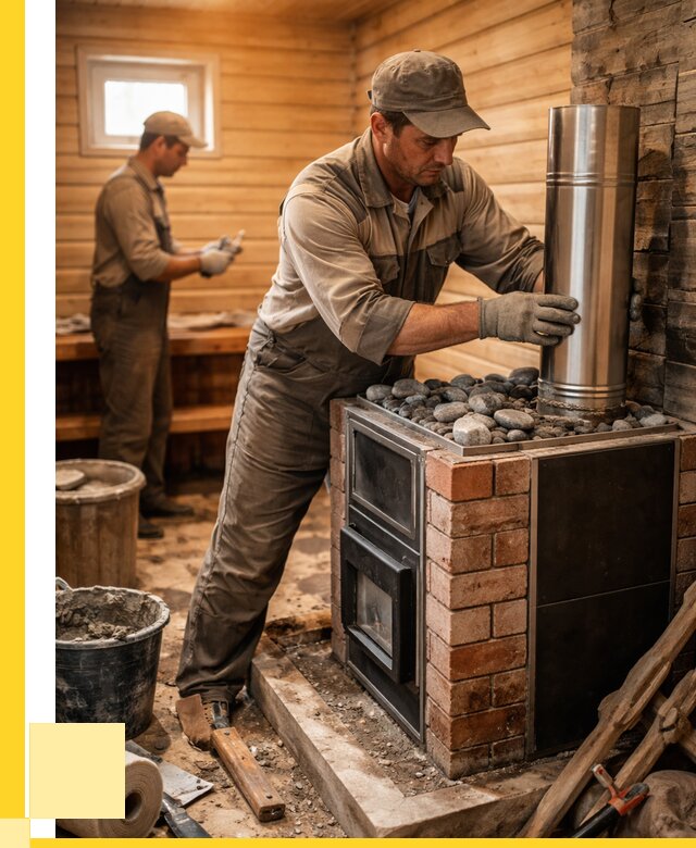 Монтаж печи в бане под ключ в Воркуте от 20562 р. | ЭриданВрк