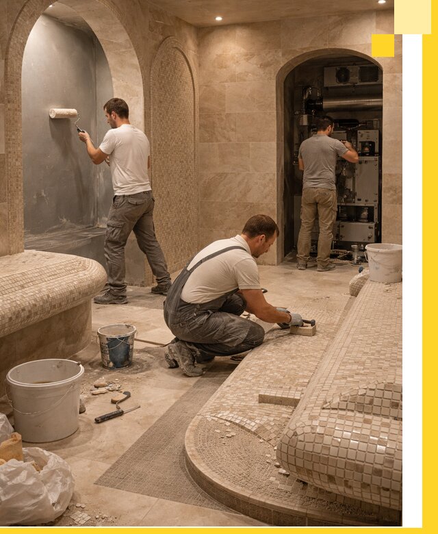 Строительство бани с хамамом и бассейном под ключ в Воркуте