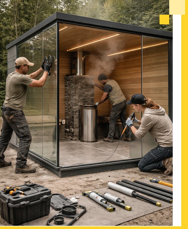 Проектирование и строительство стеклянных бань в Воркуте