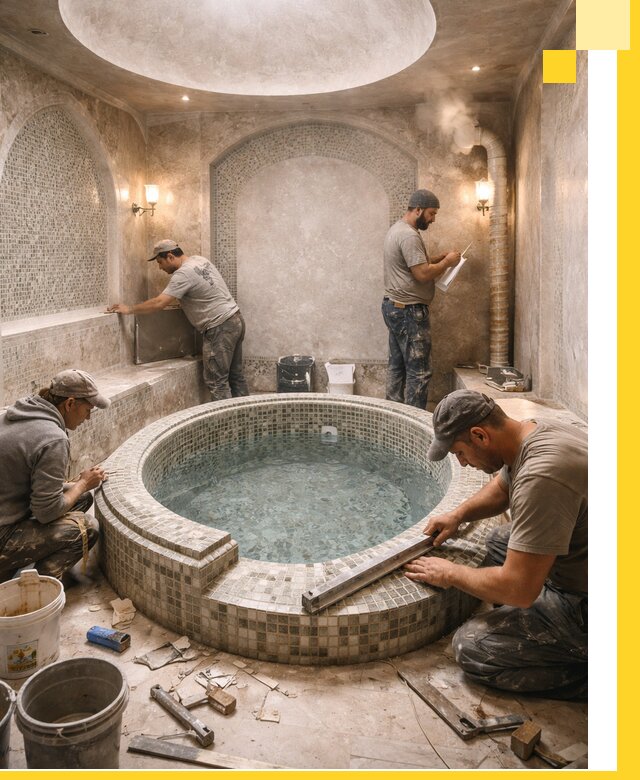 Профессиональное строительство хамама с бассейном в Воркуте под ключ