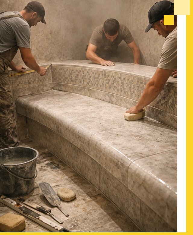 Изготовление и установка сидений для хамама в Воркуте