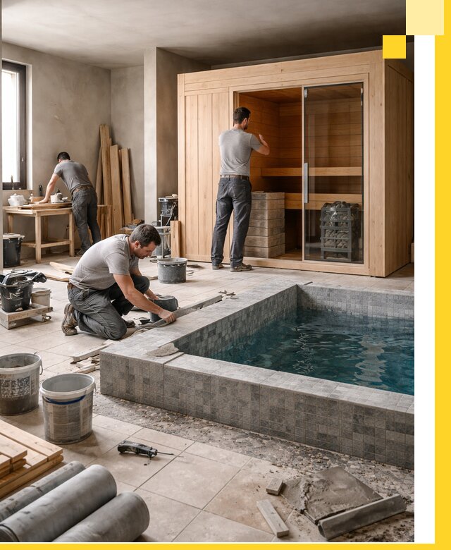 SPA зоны под ключ с бассейном сауной и печью в Воркуте